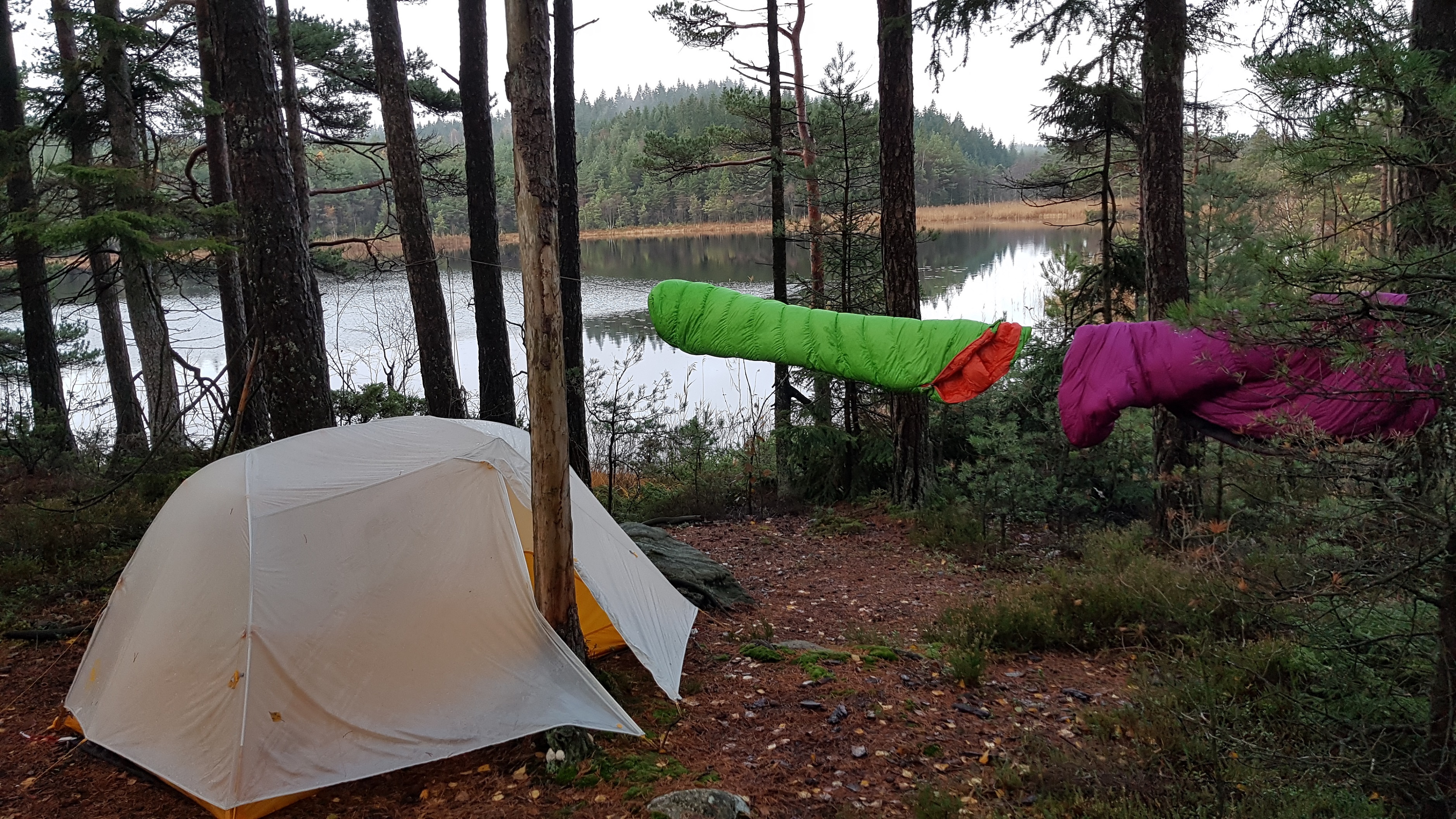 Zelt am See auf dem Bohusleden in Schweden