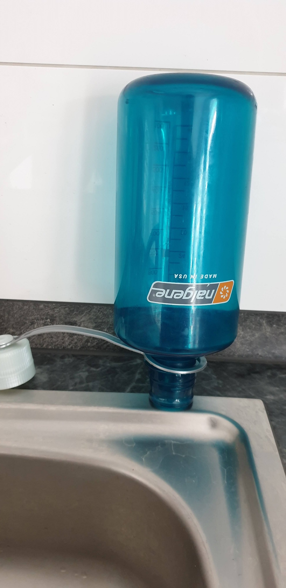 Flasche beim Trocknen