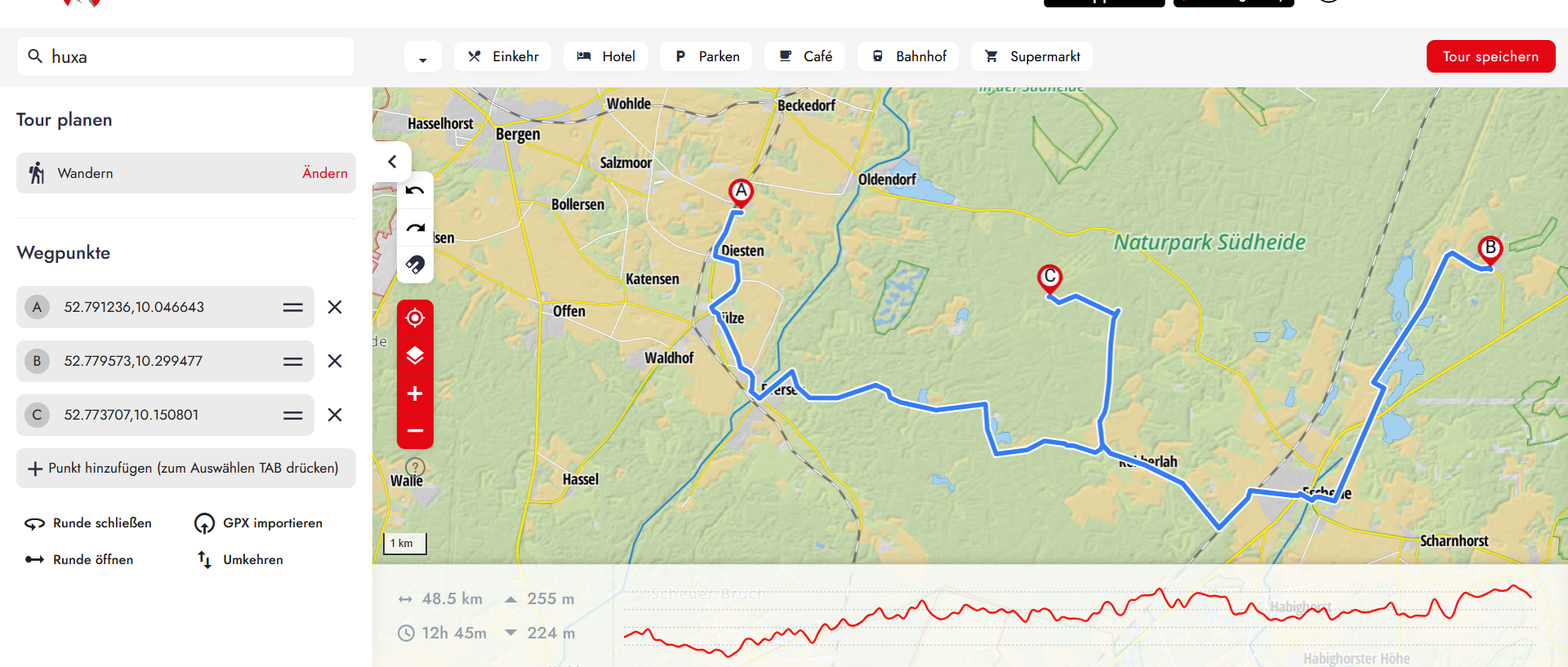 geplante Route