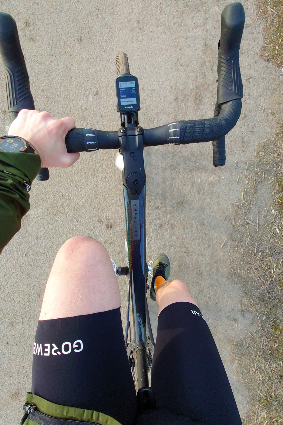 Von oben auf dem Rad
