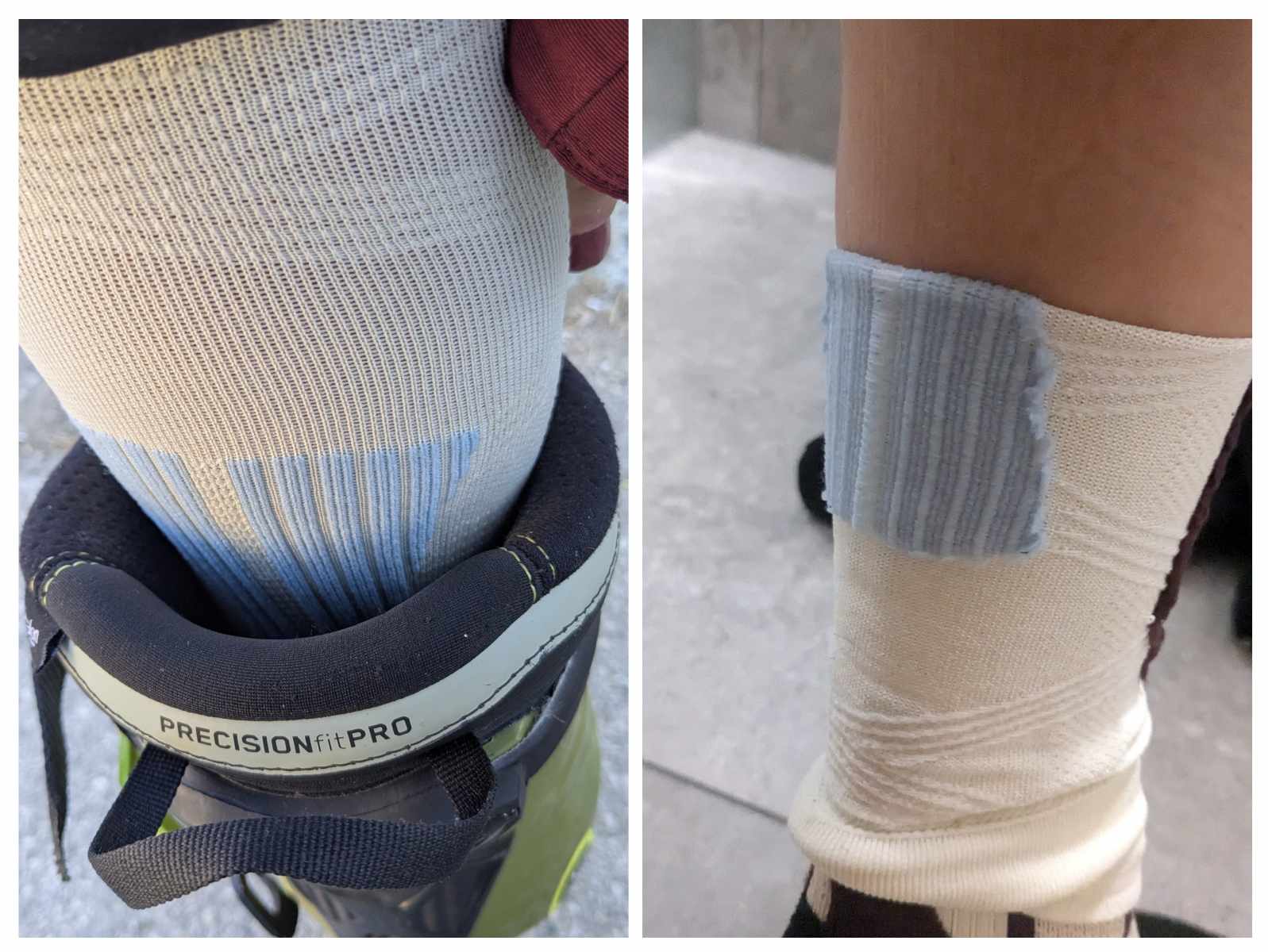 Man sieht die Polsterung an der Wade 