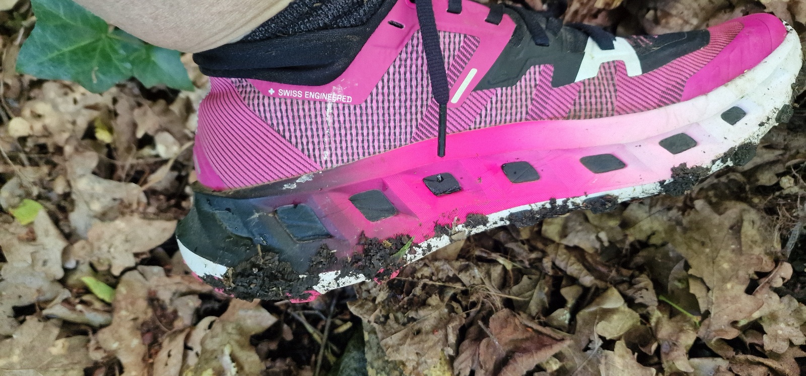 Auch Schlamm und matschiges Terrain machen dem laufschuh keine Probleme. Ganz im Gegenteil.