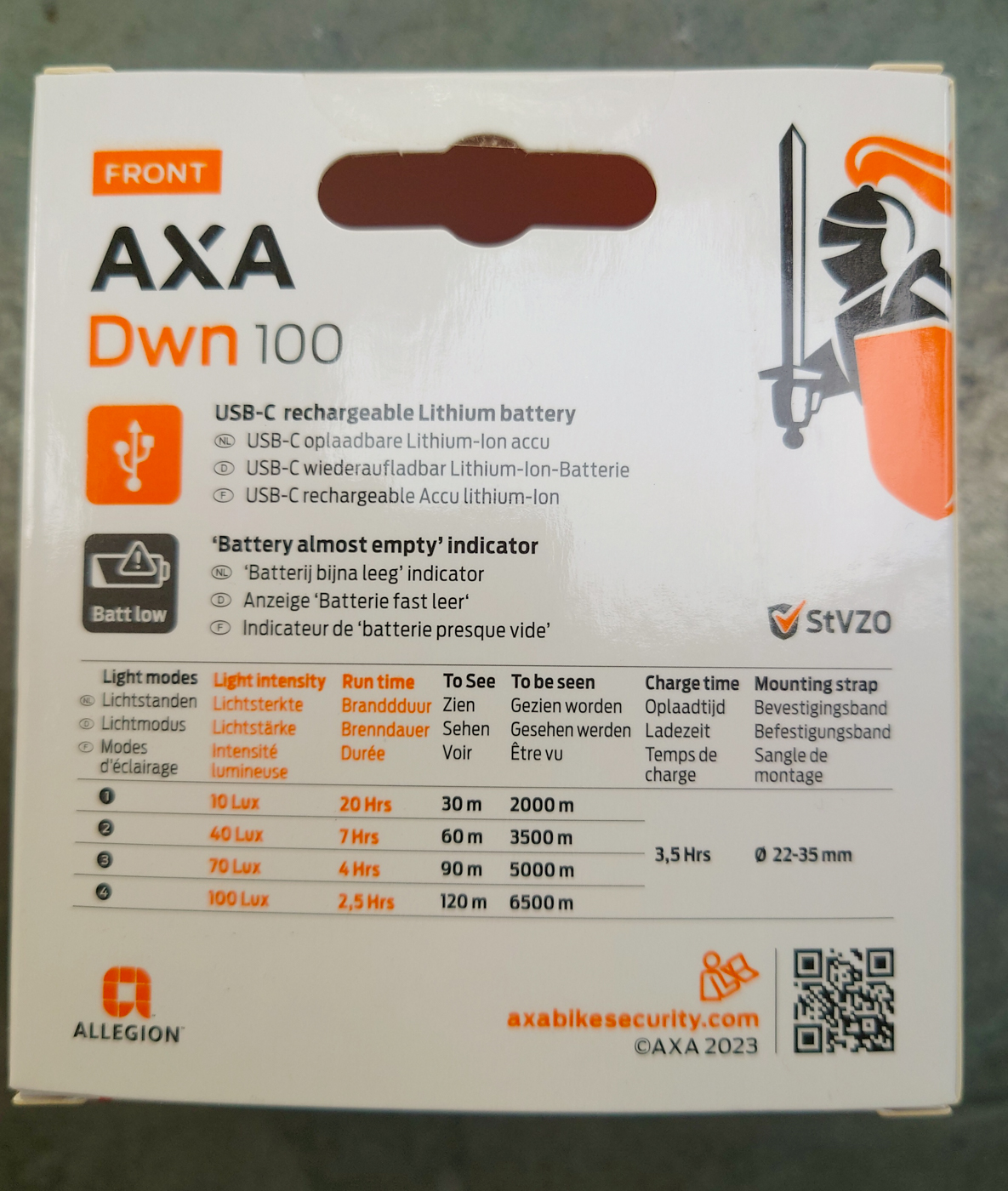 Frontlicht Packung Rückseite