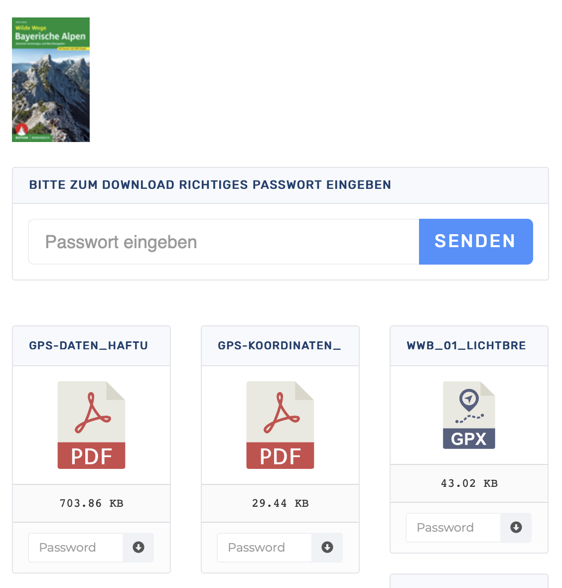 Webseite zum GPX-Download