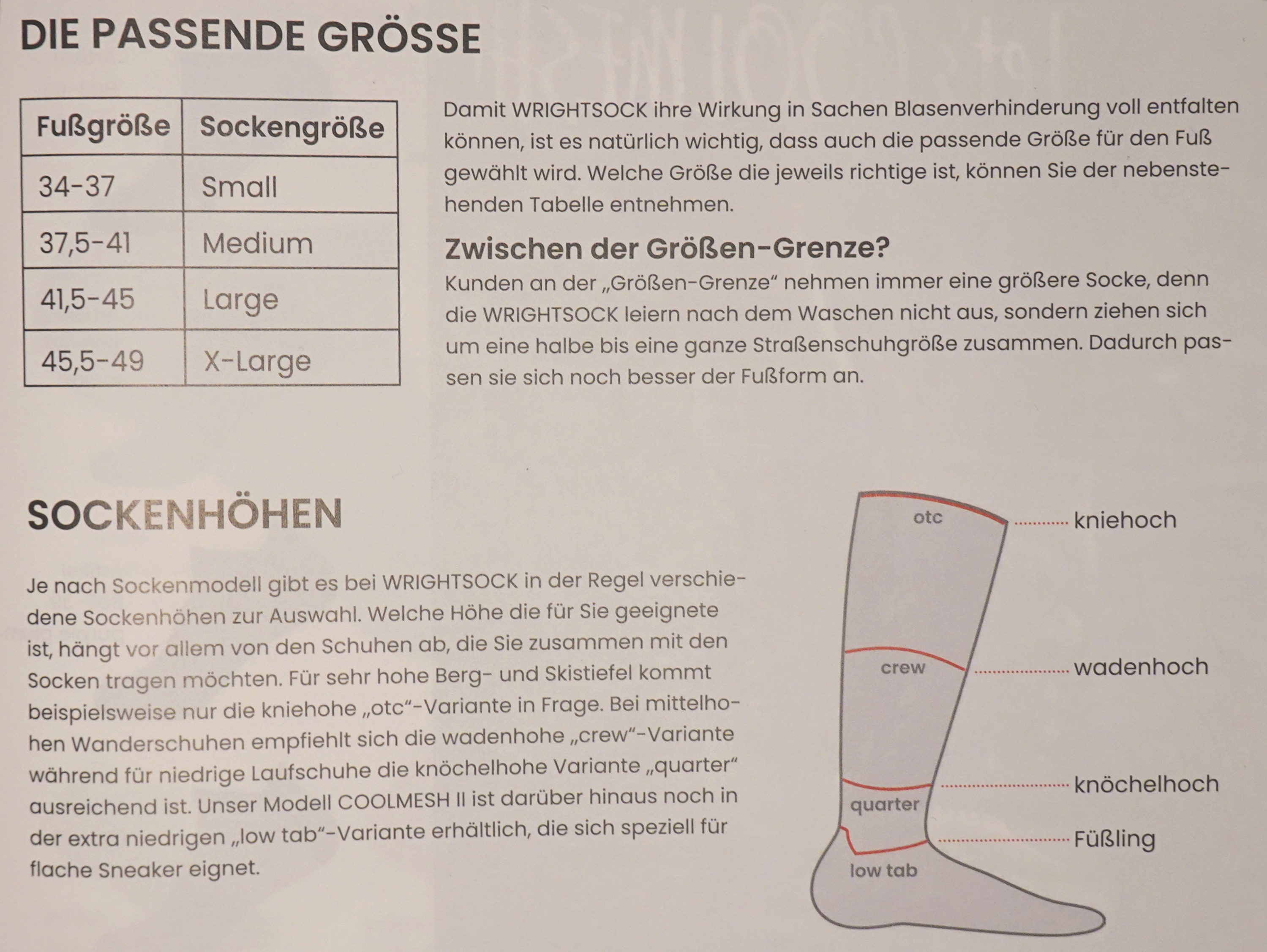 Unterschiedliche Höhen der Socken