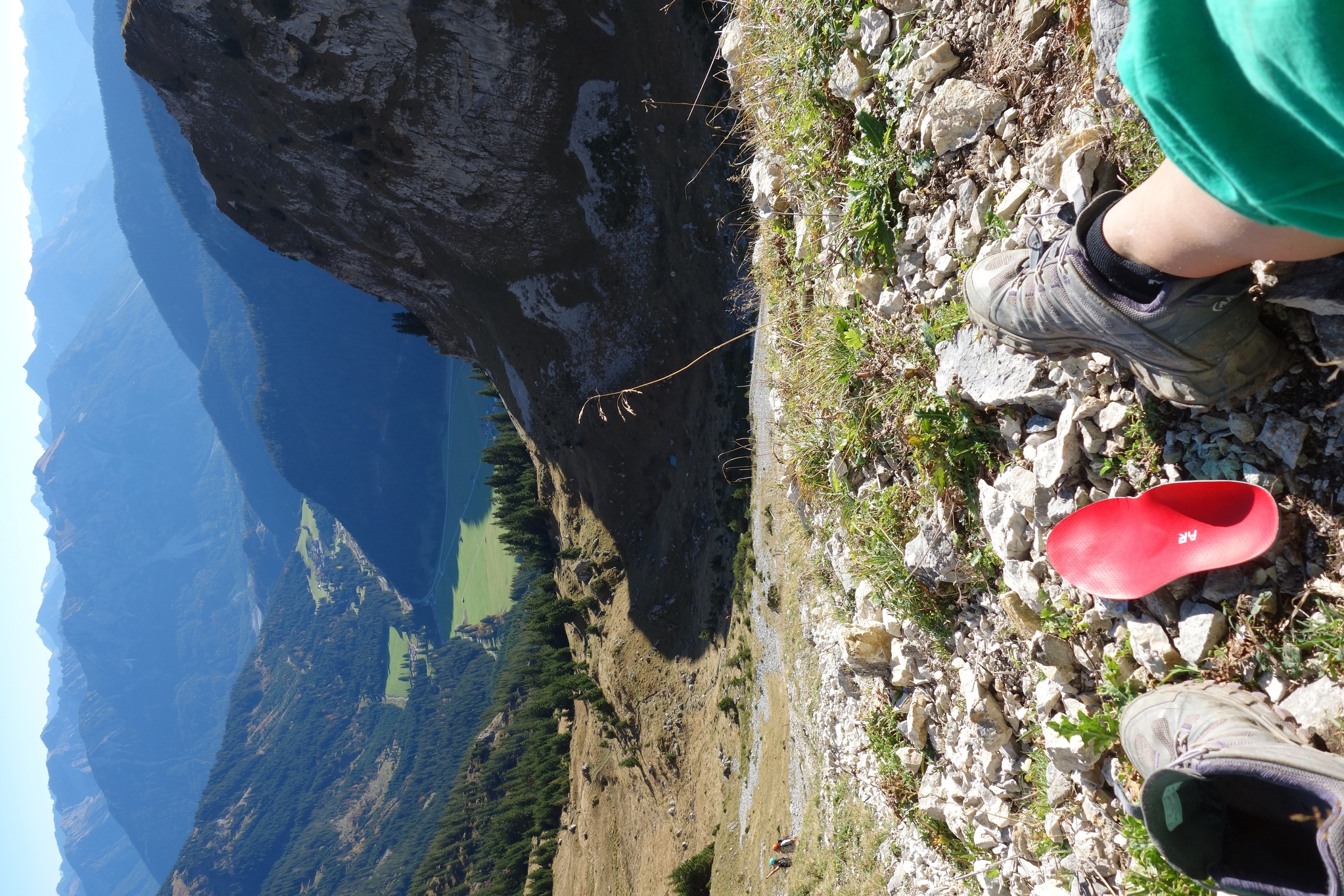 Sohle neben dem Schuh in den Bergen