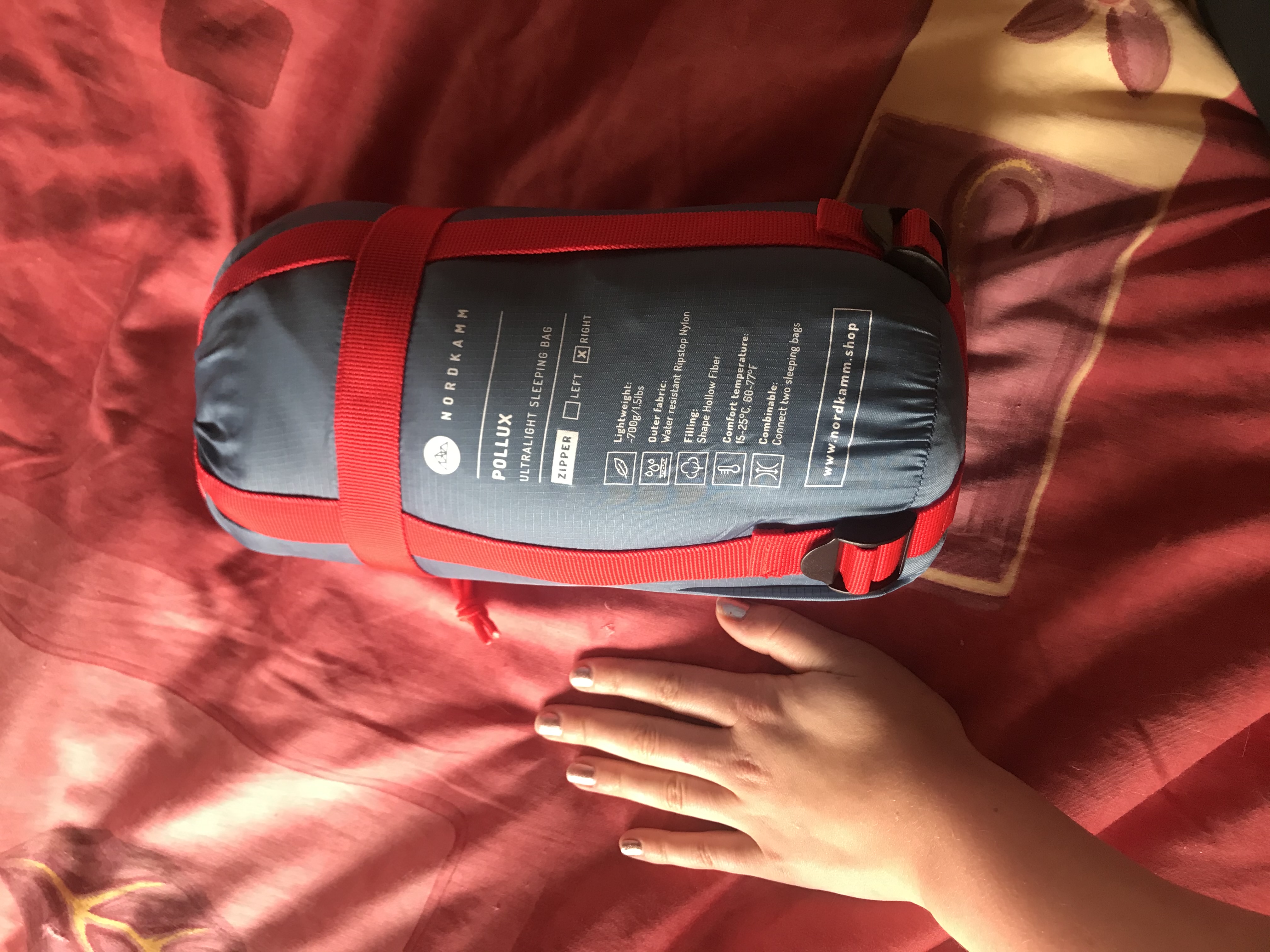 Packsack im Größenverhältnis