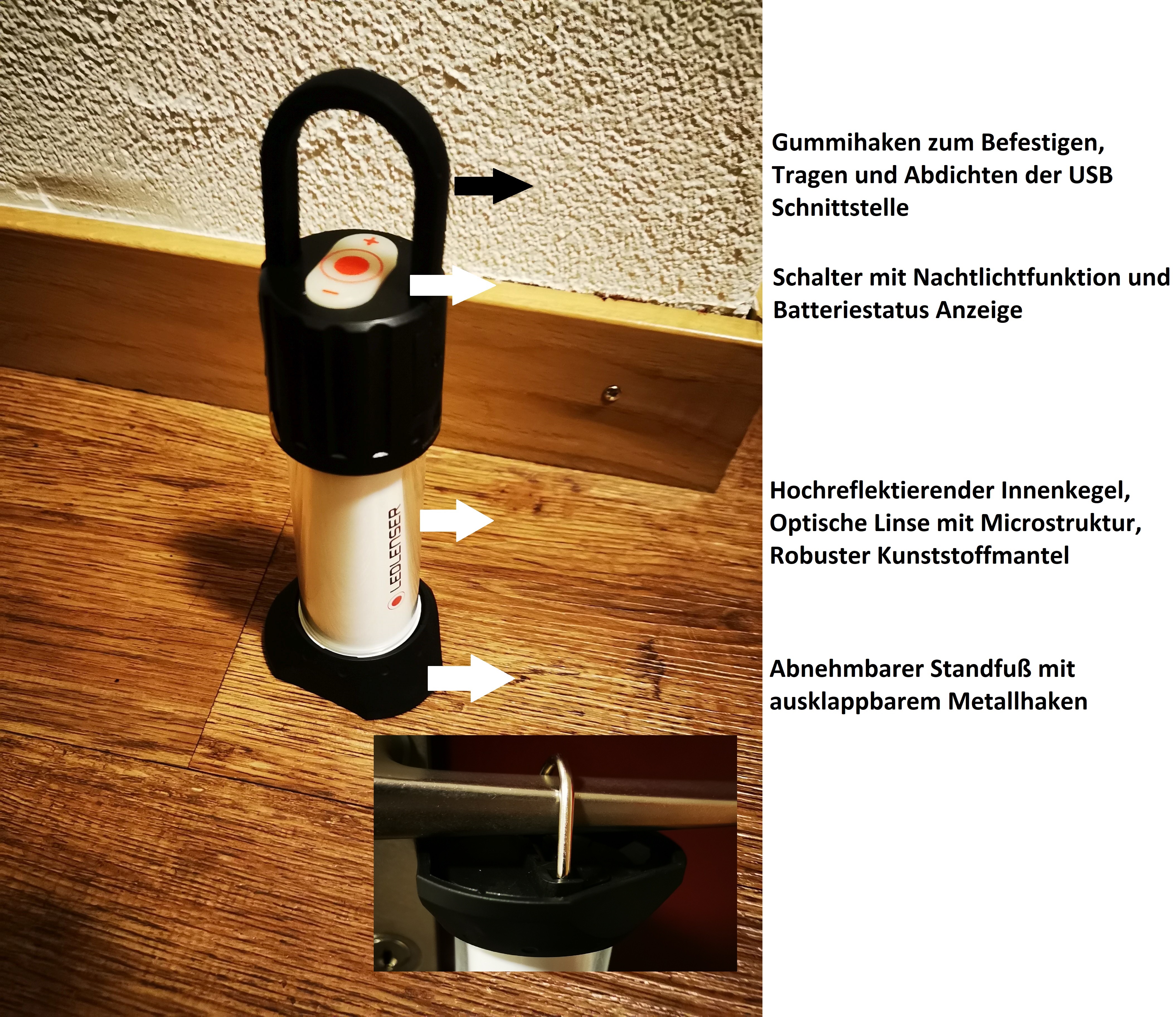 Übersicht der Ledlenser ML6 mit detalierter Bildbeschreibung