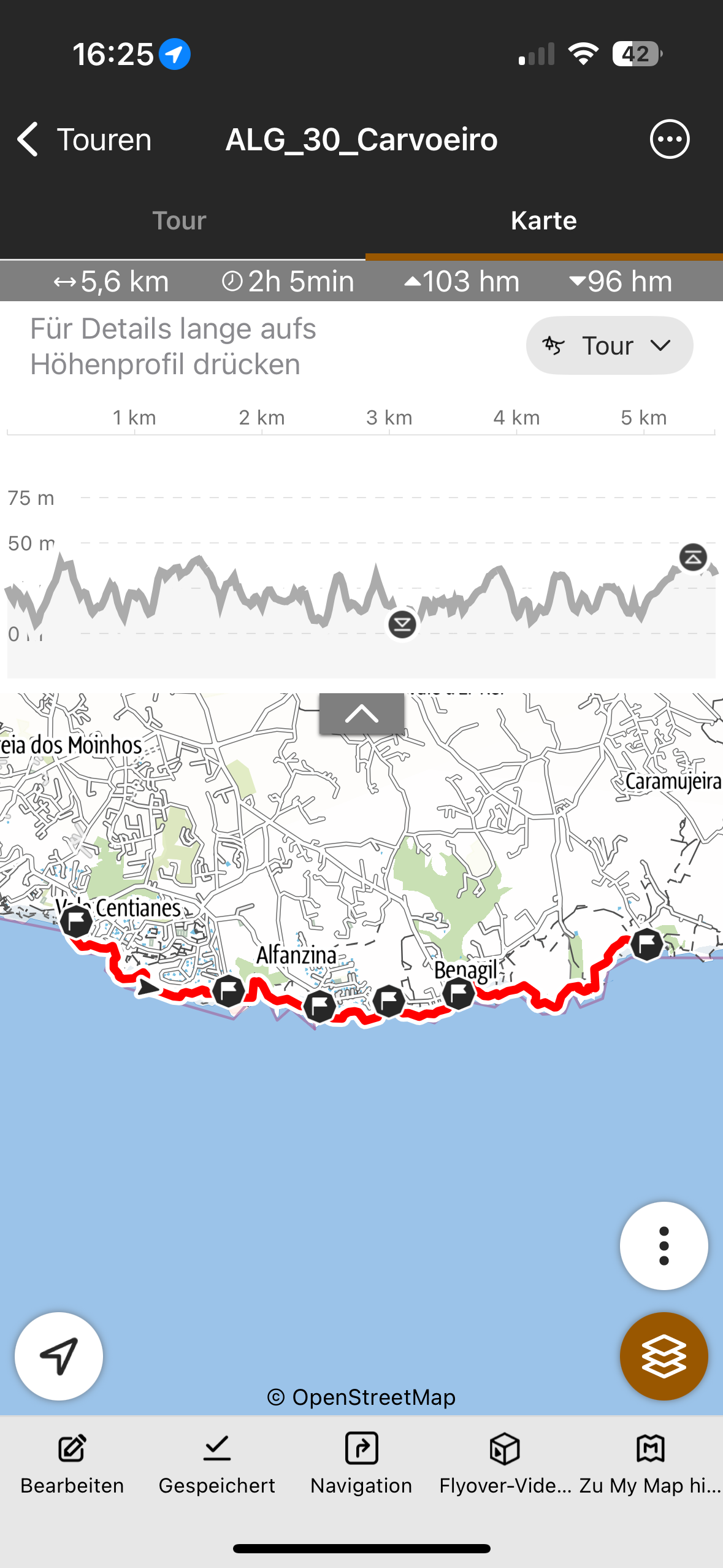 GPS-Track mit Höhenprofil