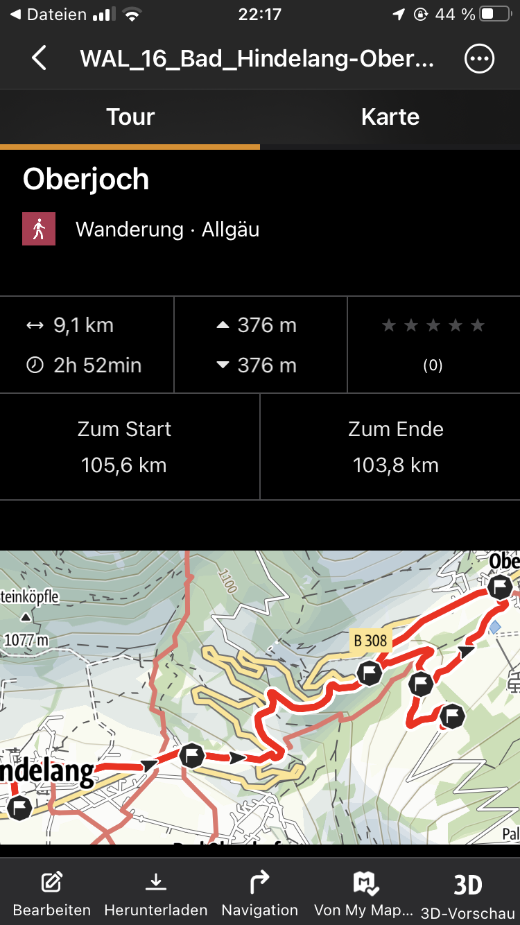 Anzeige Alpenvereinsapp Karte