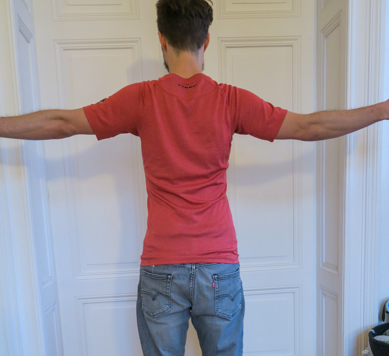 getragen hinten arme weit