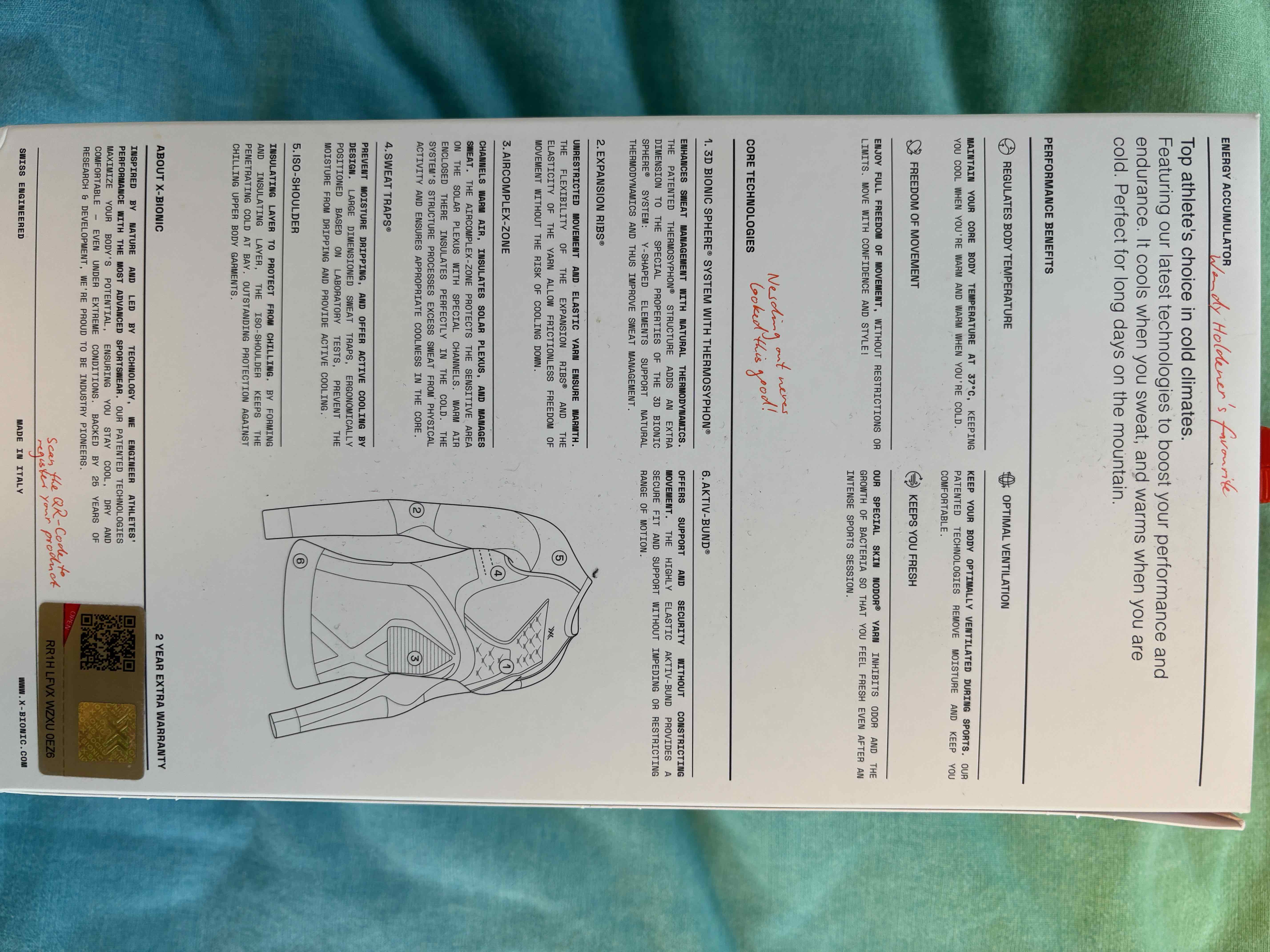 Die Verpackung von hinten