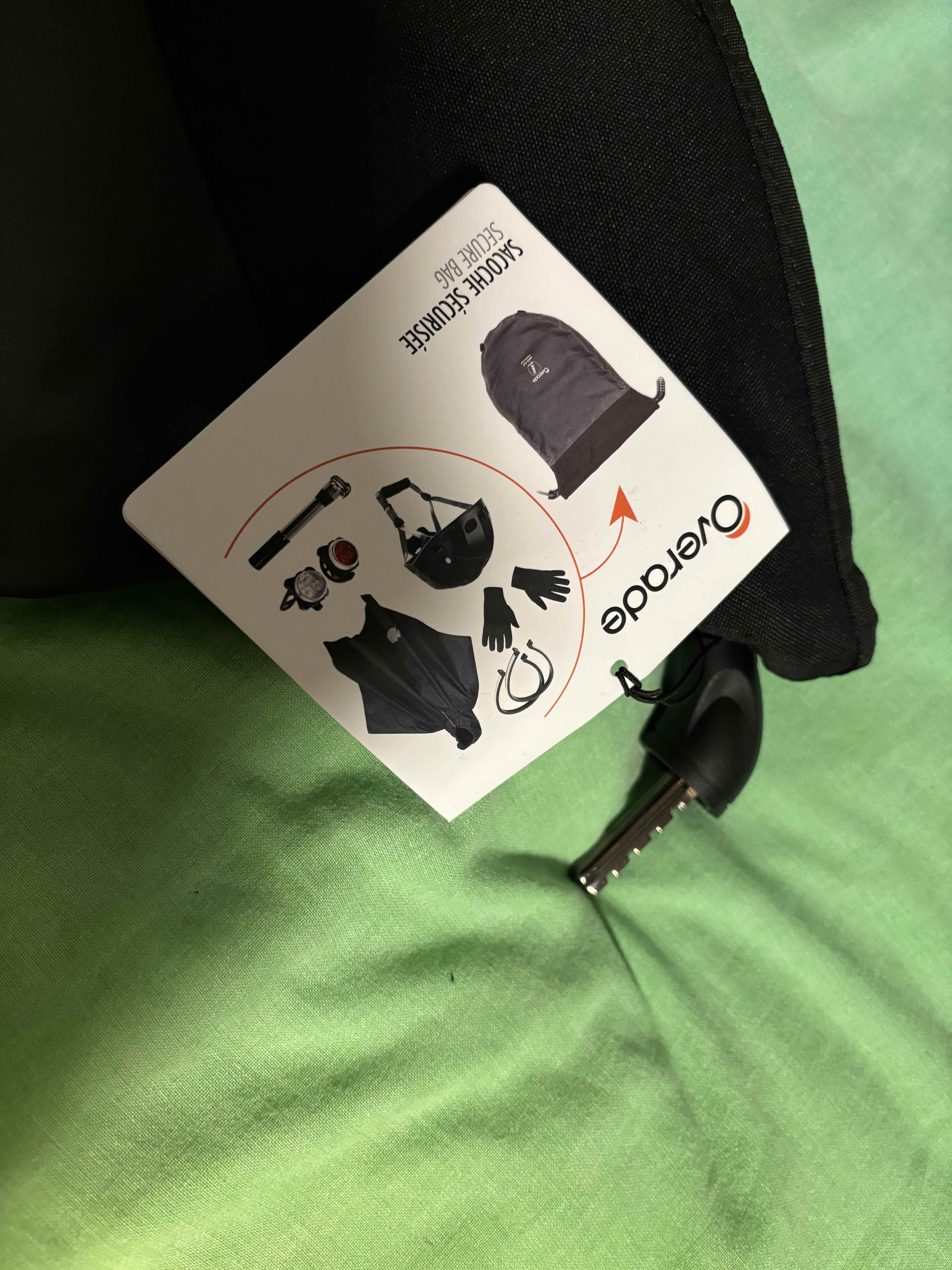 Etikett mit Hinweis, für was die Tasche so gut ist