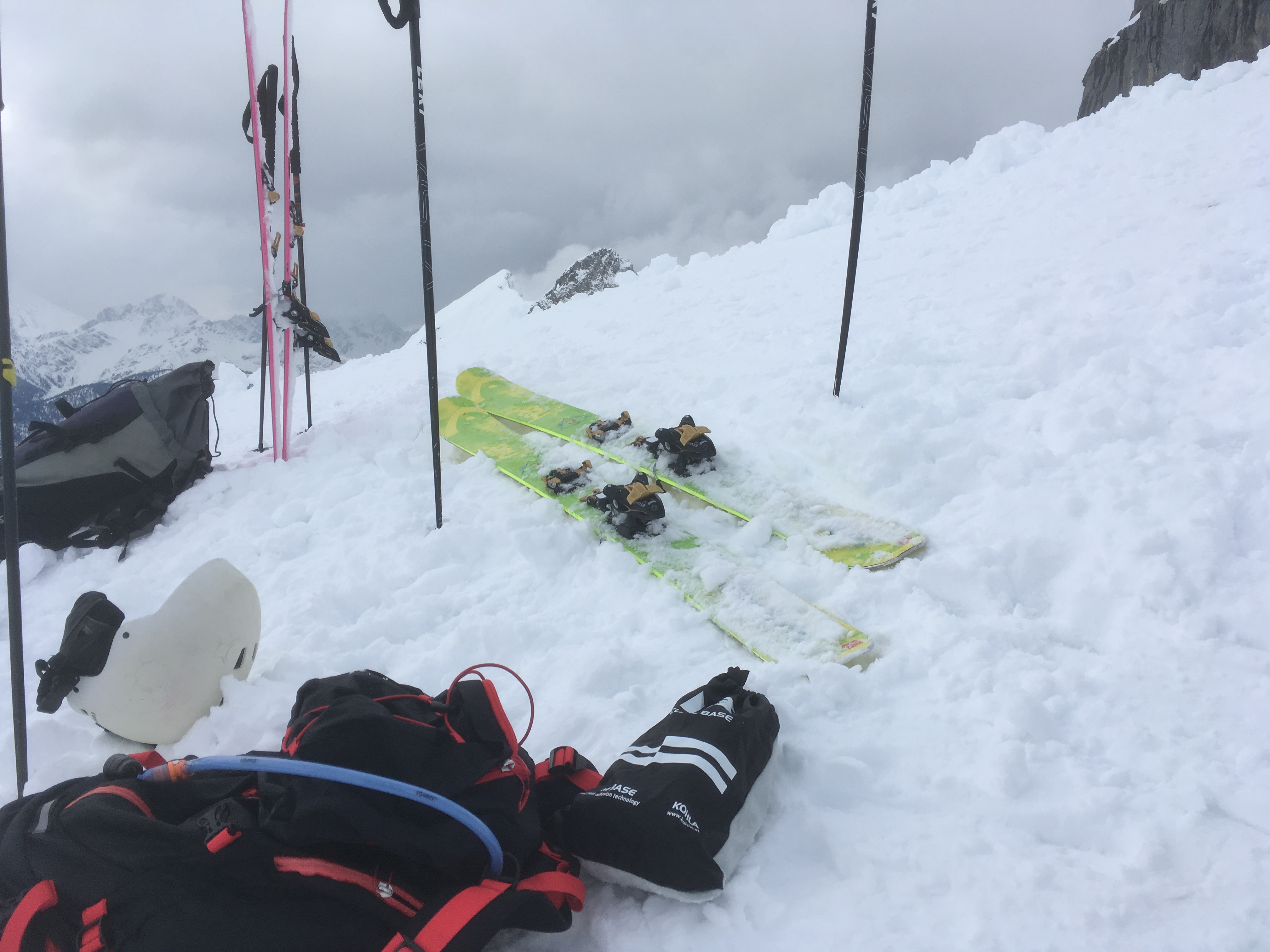 Ski im Schnee mit Fellen