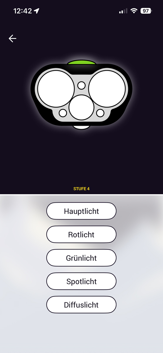 App Wahl Leuchtmodi