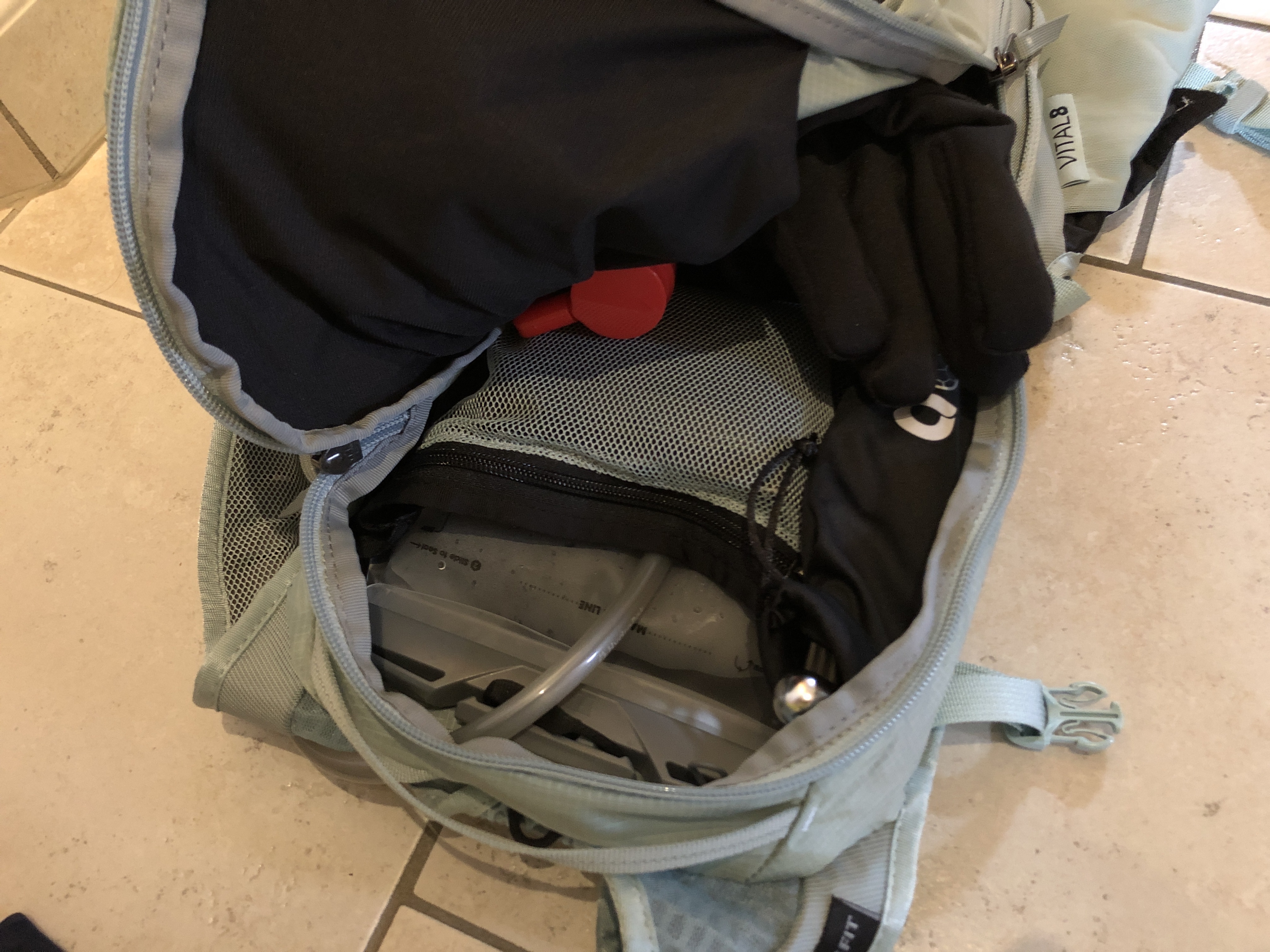 Der vollgepackte Rucksack innen