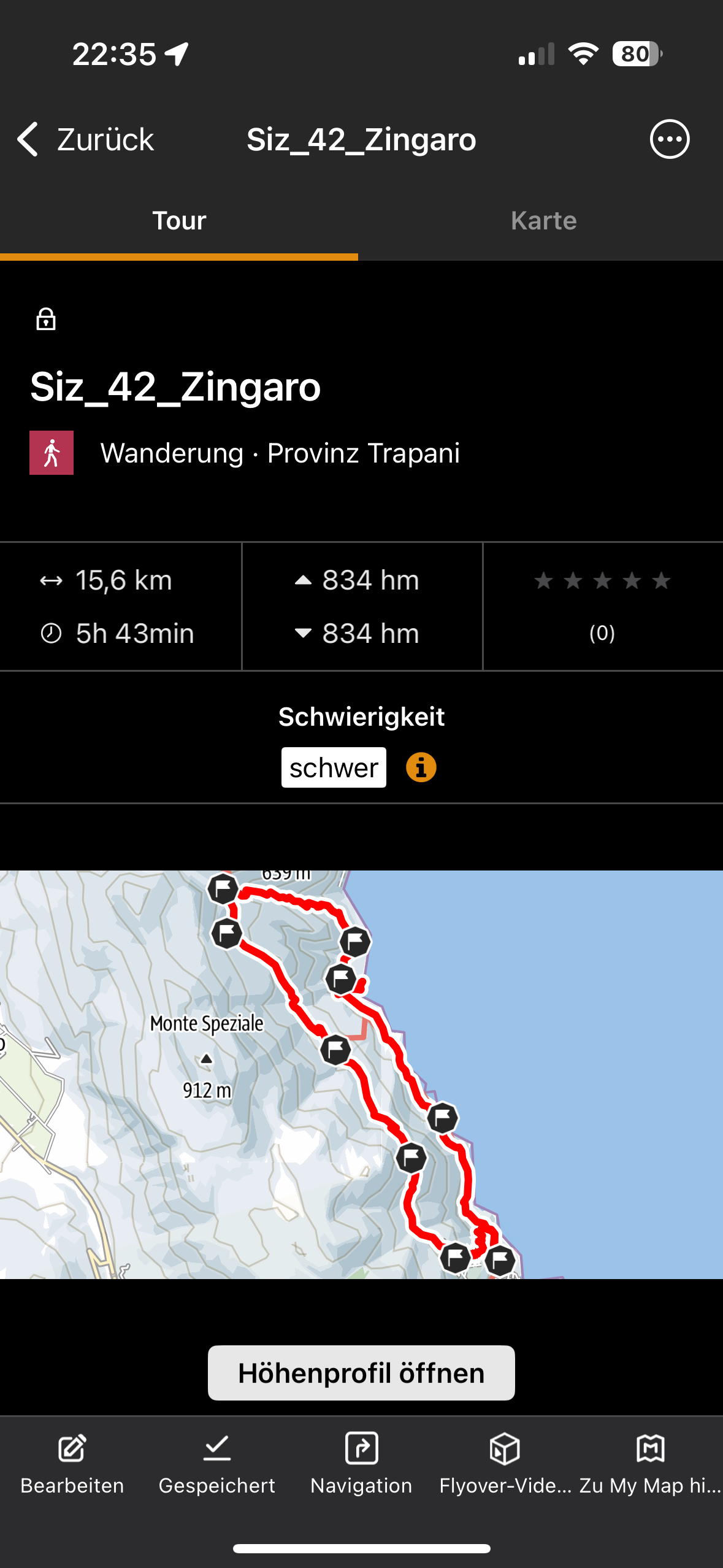 Die Tour in der Alpenvereinsapp