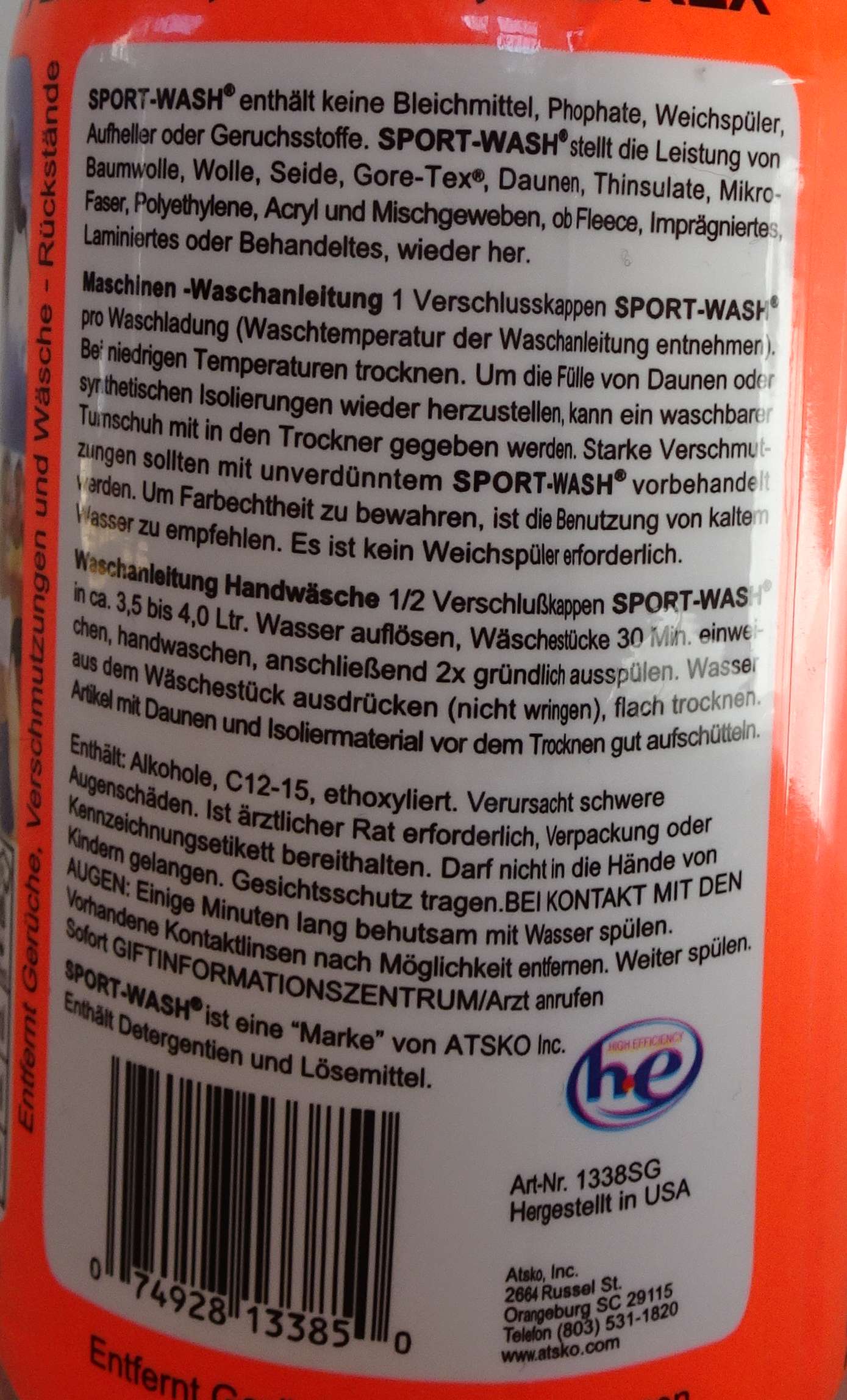 Waschanleitung