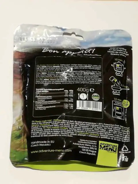 Rückseite der Verpackung