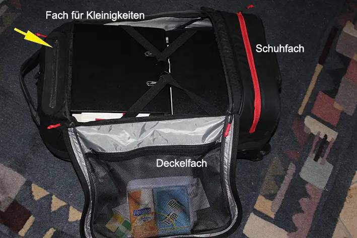 Hauptfach und Deckelfach