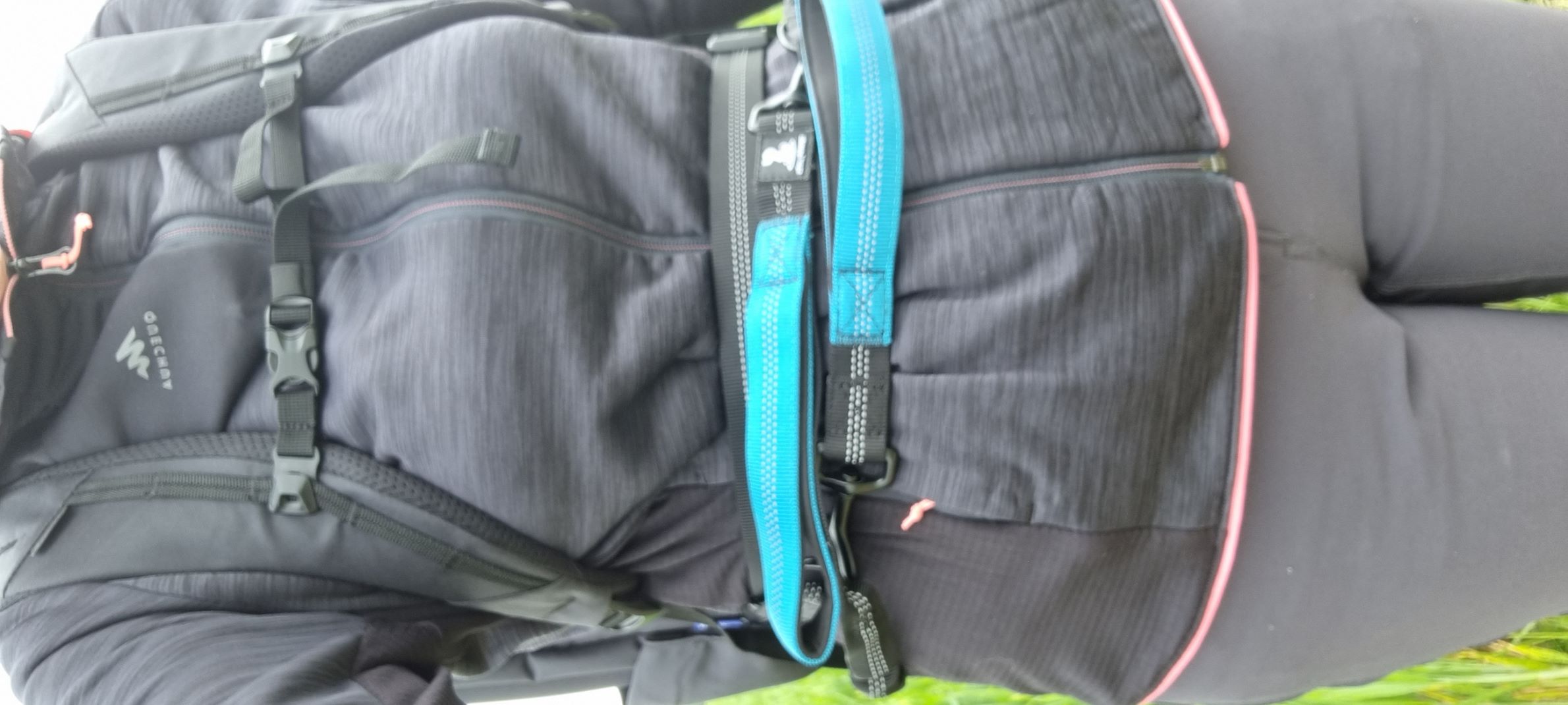 Wenn der Hund die Freiheit genießt, kann man die Leine komplett an der Taille verstauen und hat sie blitzschnell wieder im Einsatz