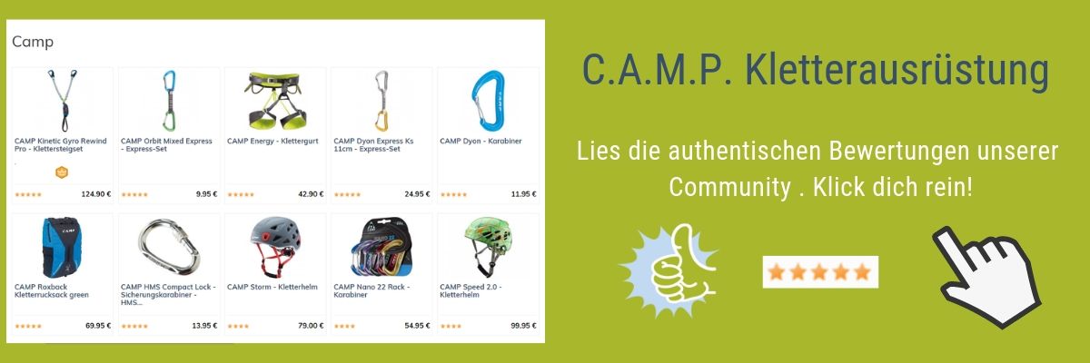 Klettersausrüstung CAMP Produkte Übersicht