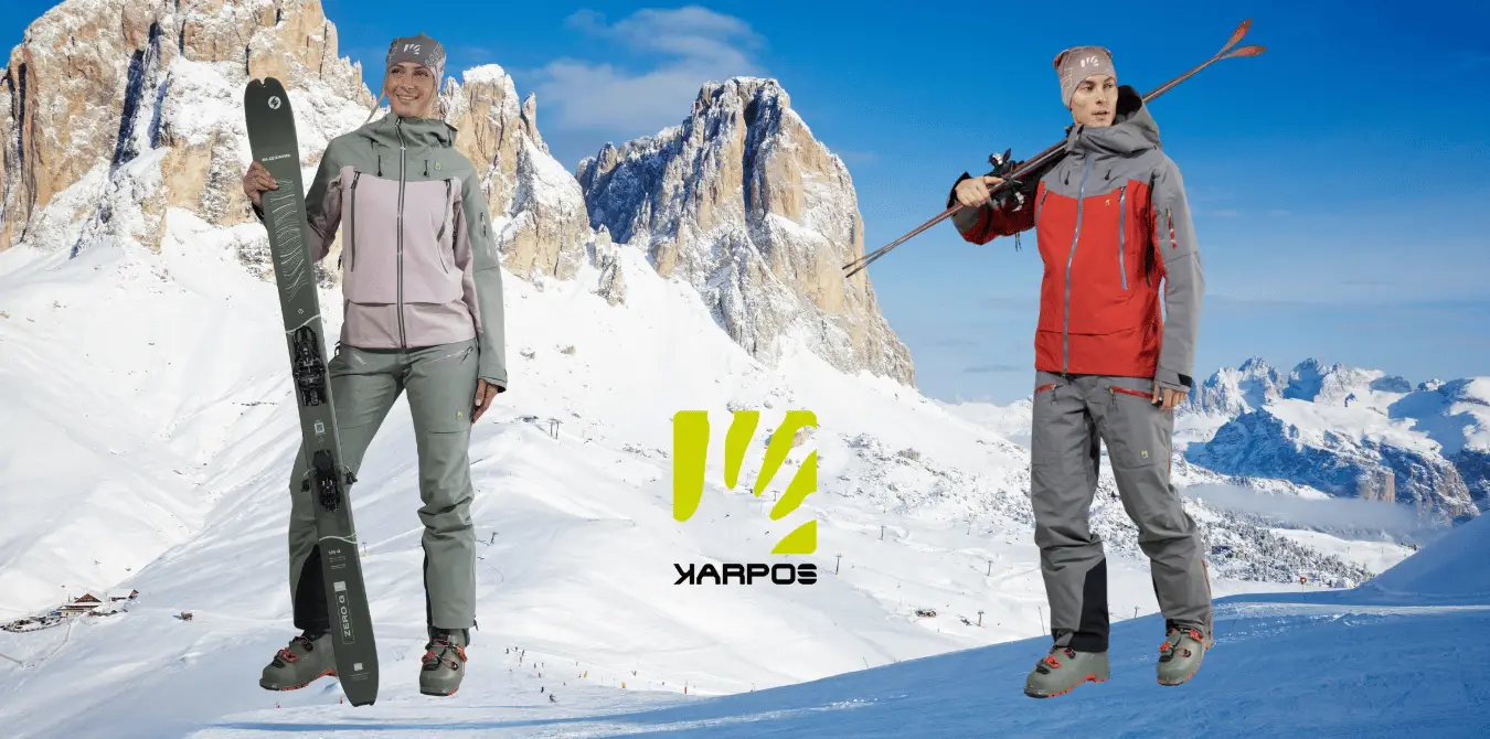 Das ideale Skitourenoutfit von Karpos: Wetterschutz versus Atmungsaktivität. Die Squall-Jacke und Hose