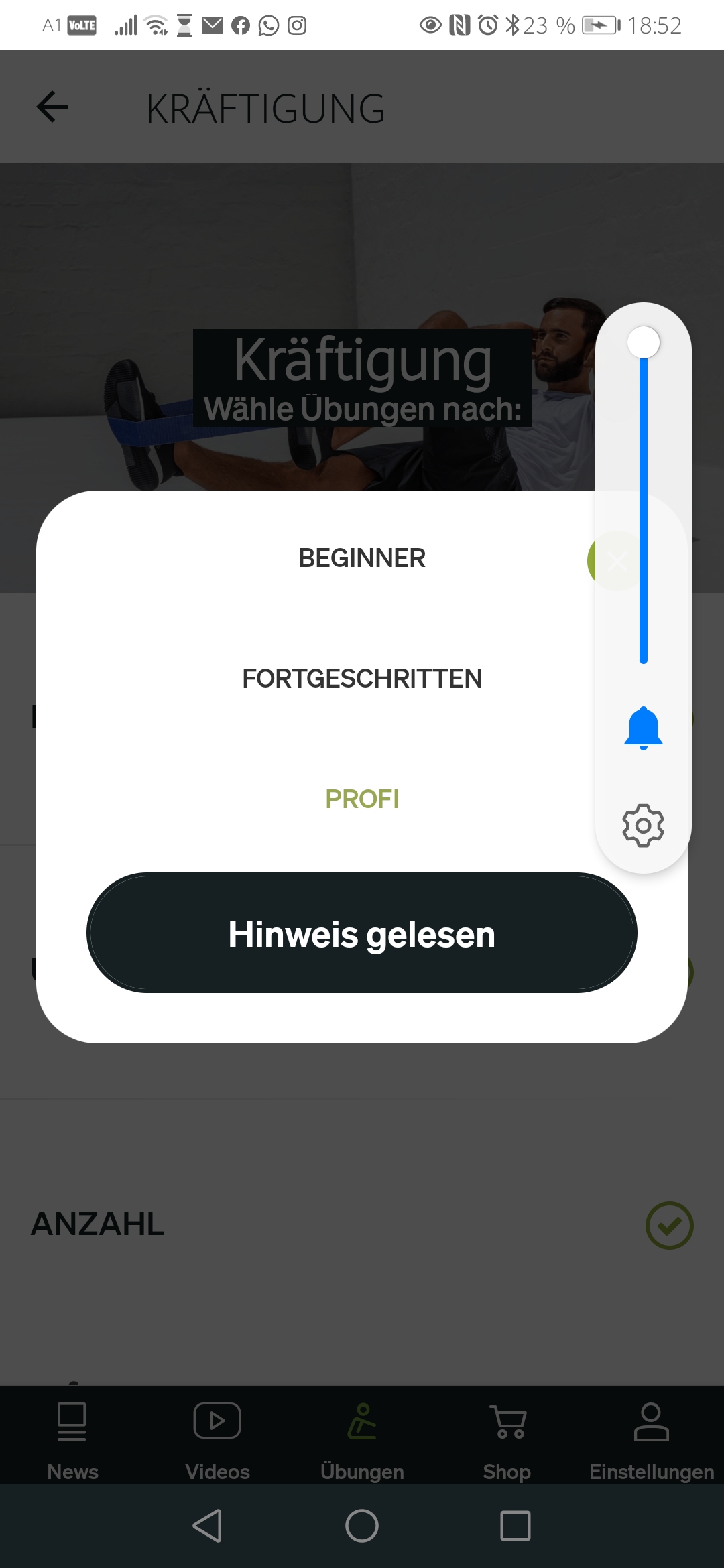 Blackroll App Übungslevel