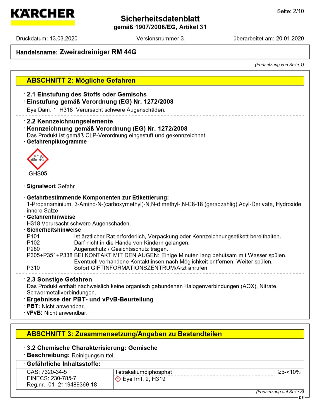  Sicherheitsdatenblatt Auszug 1