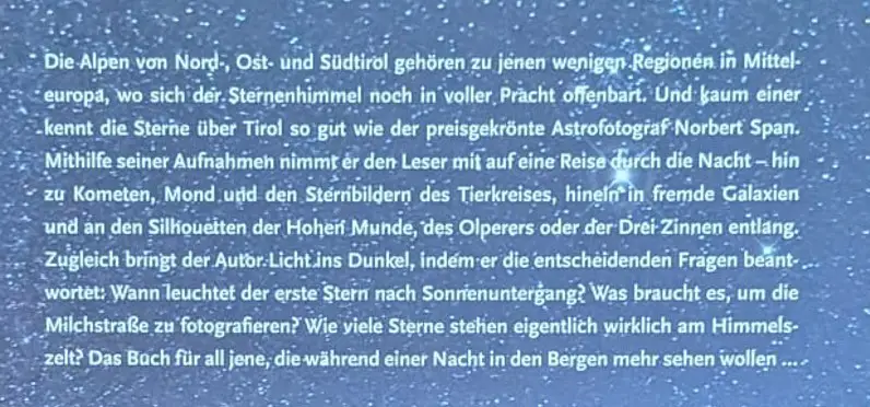 Text auf der Rückseite des Buches