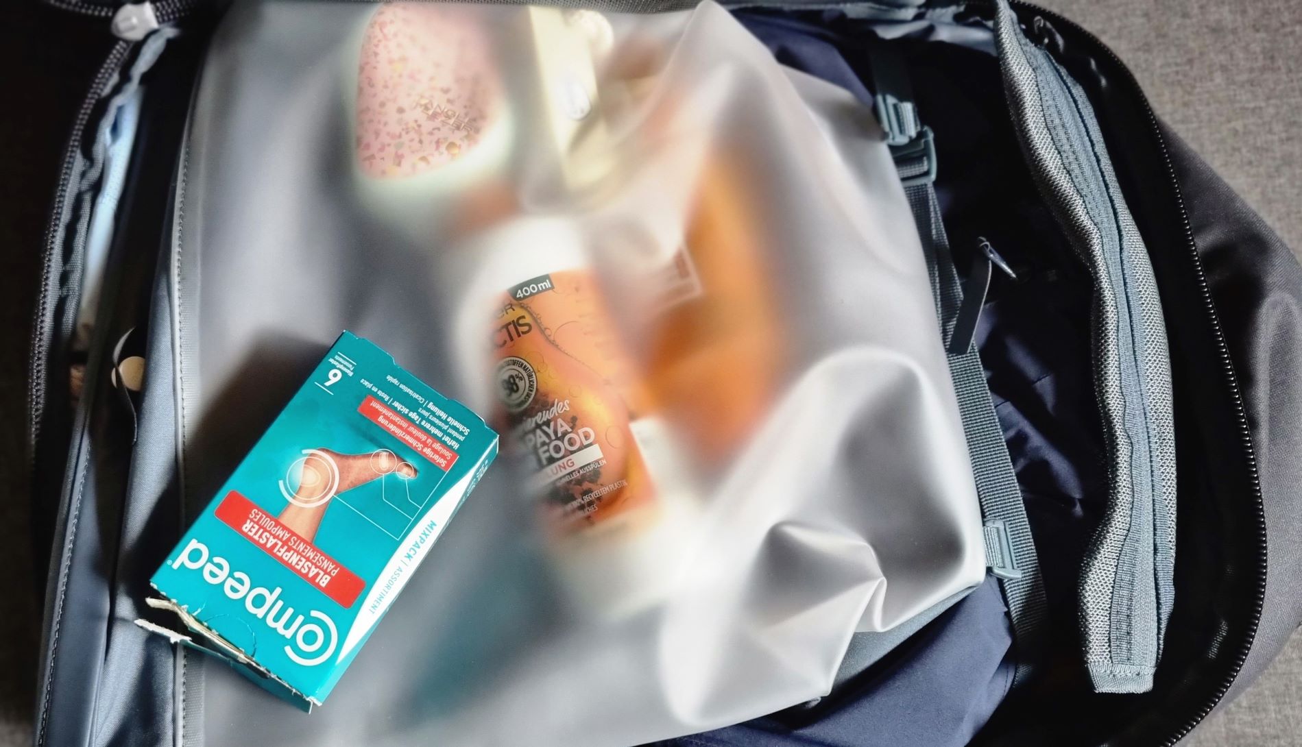Shampoo und Co. sind auslaufsicher verstaut