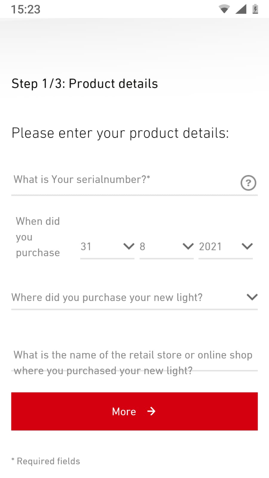 Screenshot Registrierung
