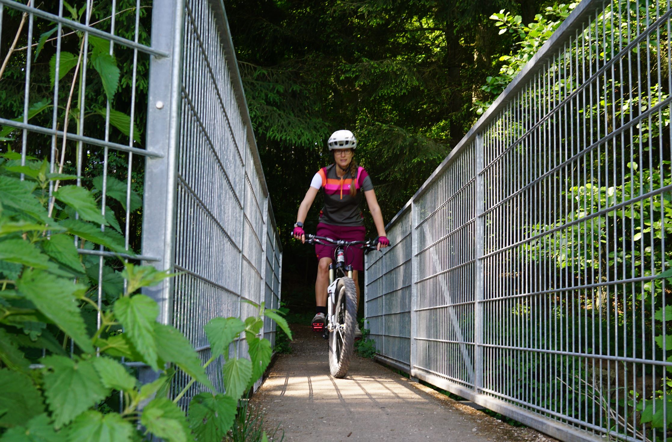 Frontal auf einer schmalen Brücke