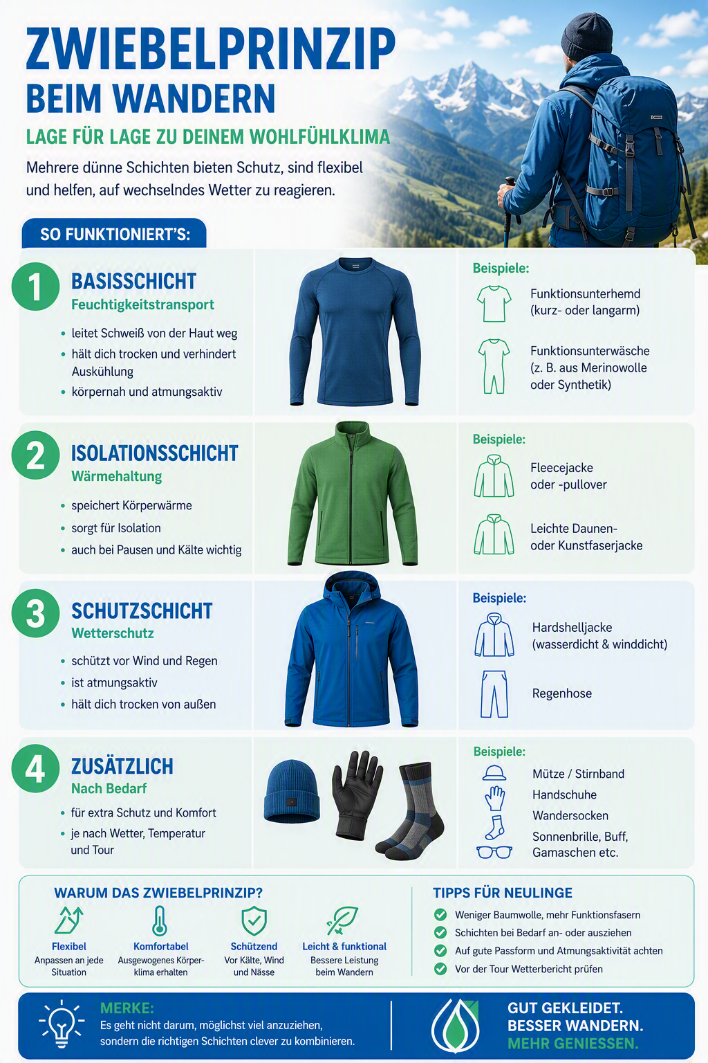 Grundausstattung zum Wandern - Das Zwiebelprinzip