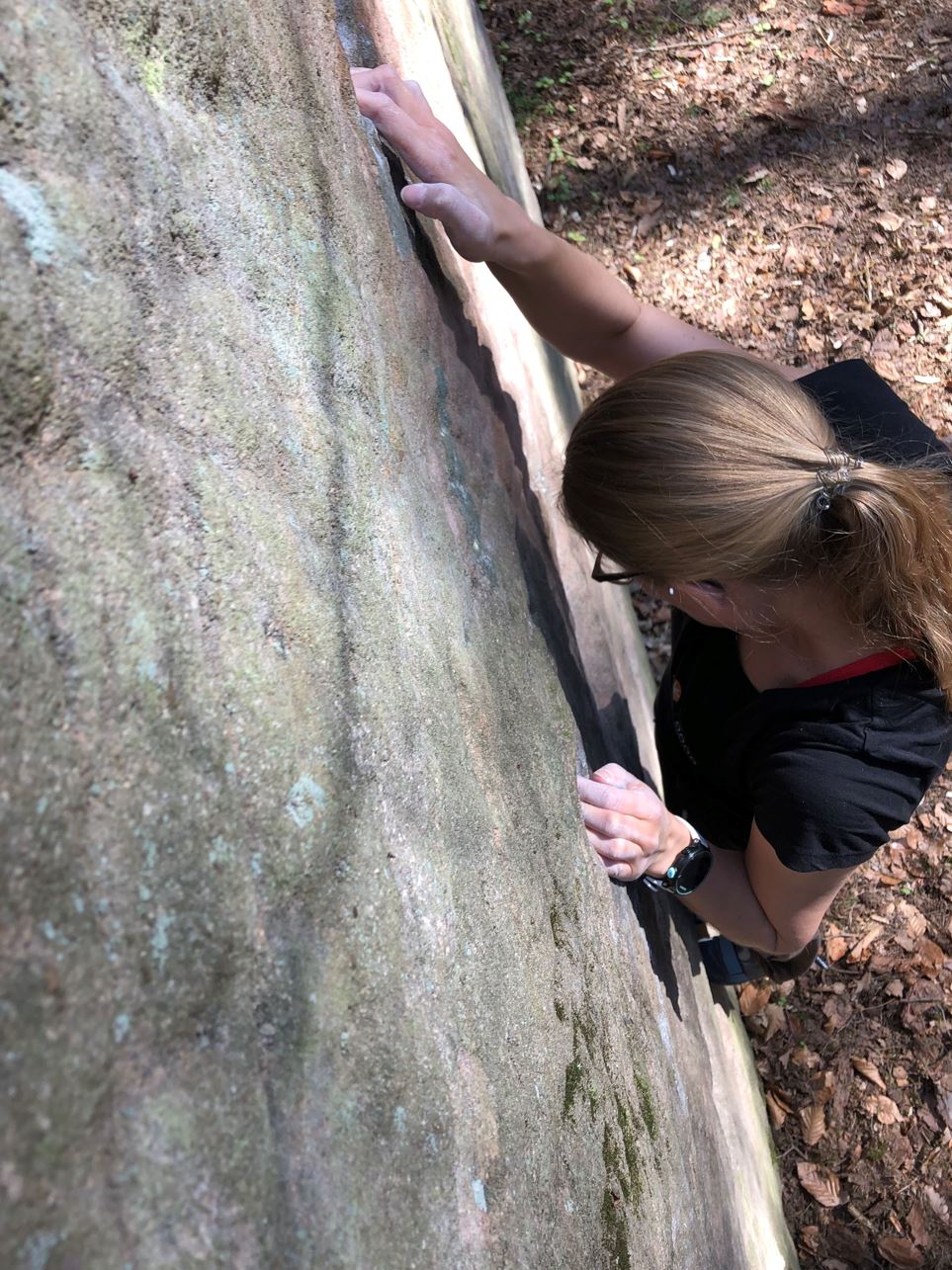 beim Bouldern von oben