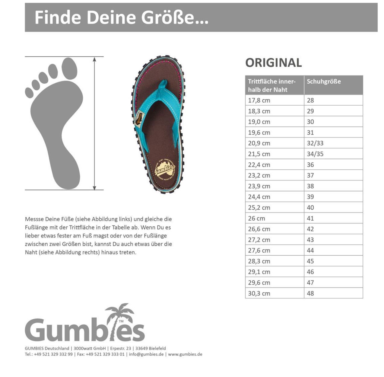 Größentabelle