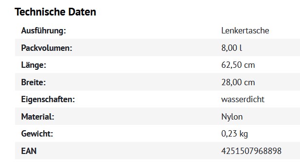 technische daten