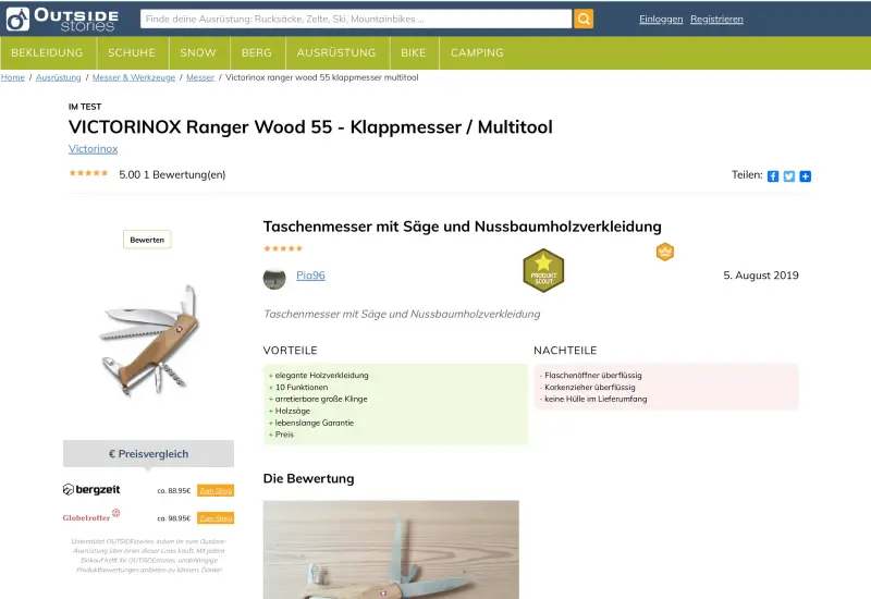 Auf OUTSIDEstories können in jede Bewertung Fotos und Videos hochgeladen werden