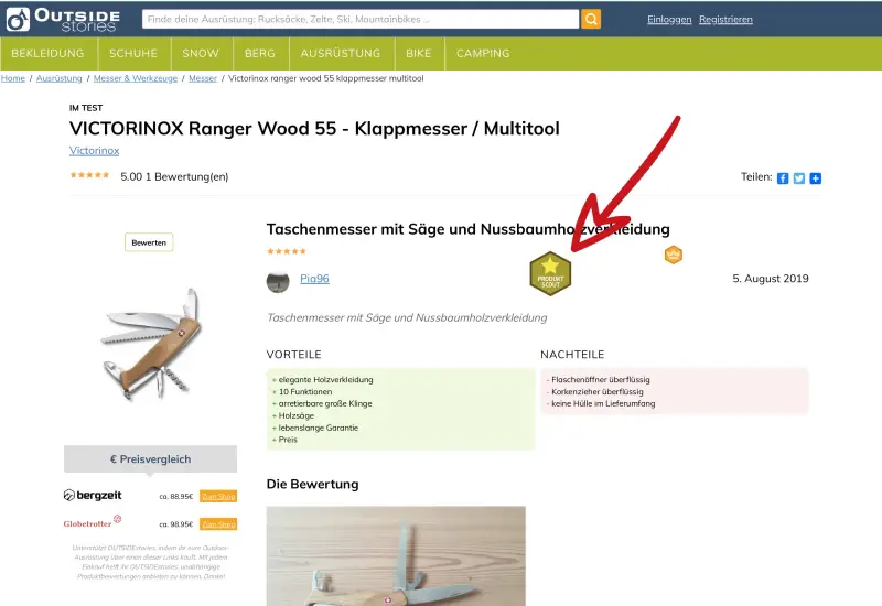 Der User erkennt, ob die Bewertung von einem Plattform-internen Tester oder einem einfachen User abgegeben wurde