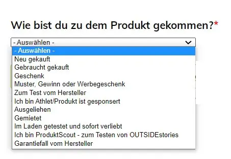 Der Bewerter muss angeben, wie er das Produkt erhalten hat
