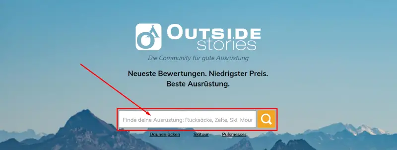 Die Suchfunktion auf OUTSIDEstories