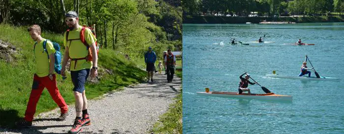 Beides schweißtreibend: Wandern und Wassersport.