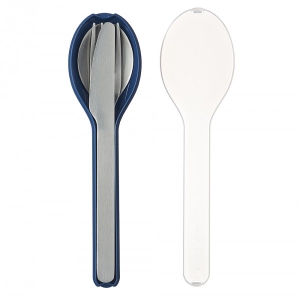 Mepal Besteckset Ellipse 3-teilig Reisebesteck Edelstahl mit Hülle Nordic Denim