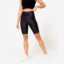 Shorts Radlerhose Damen dehnbar - Leopardenprint dunkelgrau