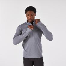 Laufshirt langarm Herren 1/2 Reißverschluss warm atmungsaktiv - Run 100 grau