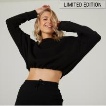 Sweatshirt Damen Crop - schwarz