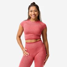 Crop Top Damen nahtlos - rot/rosa