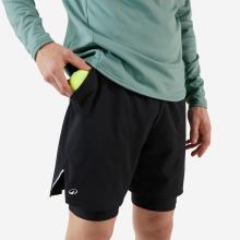 Herren Tennisshorts mit Radlerhose 2-in-1 - Thermic schwarz/schwarz