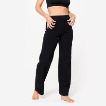 Yogahose Damen aus weicher Baumwolle hoher Bund – ultraschwarz