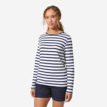 Segelshirt Damen langarm 100 weiß/marineblau